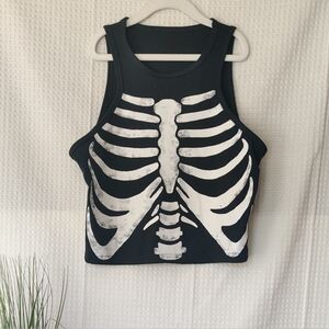 Shein Black Skeleton Ribcage Grayish-Black Tank Top Size Large